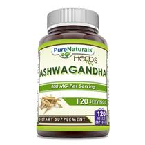 Suplemento Pure Naturals Ashwagandha 500mg 120 cápsulas