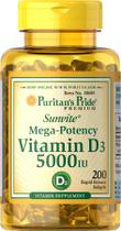 Suplemento Puritan's Pride Vitamina D3 5.000 UI - 200 Cápsulas Gelatinosas