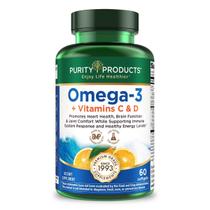 Suplemento Purity Products Omega-3 + Vitamina C e D 60 cápsulas gelatinosas