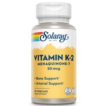 Suplemento SOLARAY K2 MK7 50 mcg, tampa vegetal, 30 quilates Suplemento SOLARAY K2 MK7 50 mcg, tampa vegetal, 30 quilates
