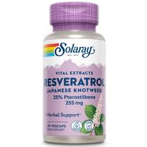 Suplemento SOLARAY Super Resveratrol com 250 mg de pterostilbeno