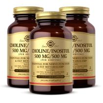 Suplemento Solgar Colina/Inositol 500 mg 100 cápsulas x3