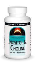Suplemento Source Naturals Inositol e colina 800 mg 100 comprimidos