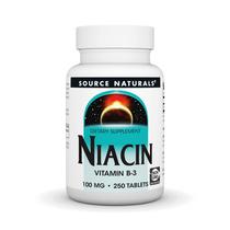 Suplemento Source Naturals Niacina 100 mg de vitamina B-3 250 comprimidos