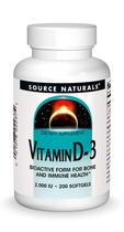 Suplemento Source Naturals Vitamina D-3 2000 UI 200 Cápsulas Gelatinosas Suplemento Source Naturals Vitamina D-3 2000 UI 200 Cápsulas Gelatinosas