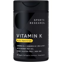 Suplemento Sports Research Multi-Spectrum de Vitamina K 60 Cápsulas