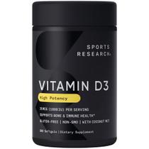 Suplemento Sports Research Vitamina D3 1000 UI 360 Cápsulas Gelatinosas
