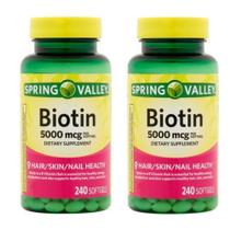 Suplemento Spring Valley Biotina 5000mcg Cápsulas Gelatinosas 240x2