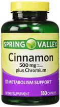 Suplemento Spring Valley Cinnamon 500 mg + Chromium 360 cápsulas