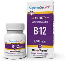 Suplemento Superior Source No Shot Vitamina B12 Metilcobalamina 2500mcg 90 comprimidos