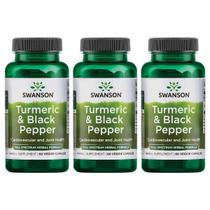 Suplemento Swanson de cúrcuma e pimenta preta 60 cápsulas x 3