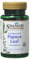 Suplemento Swanson Full Spectrum Papaya Leaf 400 mg (60 cápsulas)