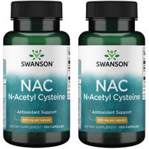 Suplemento Swanson N-acetilcisteína 600 mg 100 cápsulas (pacote com 2)