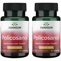 Suplemento Swanson Policosanol 20 mg para saúde cardiovascular, 60 cápsulas, pacote com 2