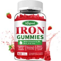 Suplemento vegano Iron Gummies Sijigood com vitamina B12 e C 60 ct