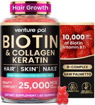 Suplemento Venture Pal Biotin Gummies 10000mcg para crescimento de cabelo