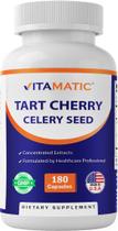 Suplemento Vitamatic Tart Cherry 20X Extract 180 cápsulas vegetais Suplemento Vitamatic Tart Cherry 20X Extract 180 cápsulas vegetais