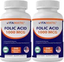 Suplemento Vitamático de Ácido Fólico 1000mcg (1mg) 240 comprimidos