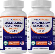 Suplemento vitamático de glicinato de magnésio 500 mg 180 comprimidos