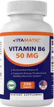 Suplemento Vitamático Vitamina B6 50mg 250 Comprimidos Vegetarianos