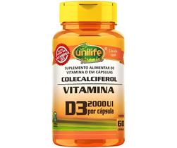 Suplemento Vitamina D3 2000 Ui Colecalciferol 470mg 60 Capsulas - Unilife Suplemento Vitamina D3 2000 Ui Colecalciferol 470mg 60 Capsulas - Unilife