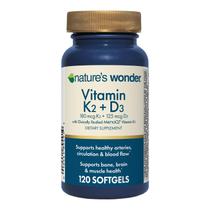 Suplemento Vitaminas K2 + D3 Nature's Wonder 120 Softgels