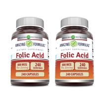 Suplemento vitamínico Amazing Nutrition Ácido fólico 800 mcg 240 cápsulas