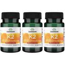 Suplemento vitamínico Swanson K2 100mcg, 30 cápsulas gelatinosas, pacote com 3 Suplemento vitamínico Swanson K2 100mcg, 30 cápsulas gelatinosas, pacote com 3