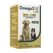 Suplemento Vitamínico Vetnil Omega 3 + SE 1100 para Cães e Gatos - 30 Cápsulas