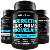 Suplemento VitaRaw Quercetina com Bromelaína 500mg +C, +Zn e+D3