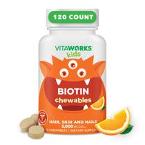 Suplemento VitaWorks Kids Biotina 5000mcg - 120 Comprimidos Mastigáveis Suplemento VitaWorks Kids Biotina 5000mcg - 120 Comprimidos Mastigáveis