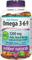 Suplemento Webber Naturals Triple Omega 3-6-9 1200 mg 180 cápsulas gelatinosas Suplemento Webber Naturals Triple Omega 3-6-9 1200 mg 180 cápsulas gelatinosas