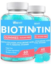 Suplemento Weevit, gomas de biotina sem açúcar, cabelo, pele, unhas