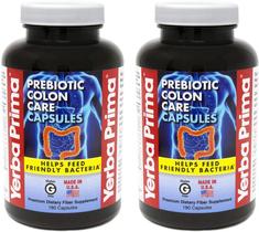 Suplemento Yerba Prima Prebiotic Colon Care 180 cápsulas x2