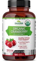 Suplemento Zazzee Cranberry Orgânico USDA - Extrato 25:1 - 100 Cápsulas