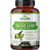 Suplemento Zazzee Extra Strength Olive Leaf 20.000 mg 150 cápsulas