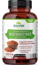 Suplemento Zazzee Extra Strength Red Yeast Arroz 1200 mg 200 cápsulas