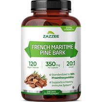Suplemento Zazzee Extrato de Casca de Pinheiro Marítimo 350 mg 120 Cápsulas Veganas