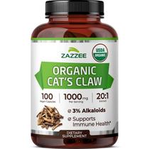 Suplemento Zazzee Extrato Orgânico de Unha-de-Gato 20:1 1000 mg