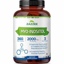Suplemento Zazzee Myo-Inositol 2000 mg 360 Cápsulas Veganas