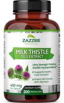 Suplemento Zazzee Organic Milk Thistle 20.000 mg 200 cápsulas