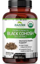 Suplemento Zazzee USDA Organic Black Cohosh 3000 mg 120 cápsulas
