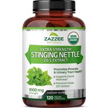 Suplemento Zazzee USDA Organic Stinging Nettle 9000mg 120 cápsulas