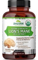 Suplemento Zazzee USDA Orgânico - Cogumelo Juba de Leão 20:1 (16.000mg)