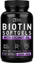 Suplemento Zeal Naturals Biotina 10000mcg com óleo de coco 180 cápsulas Suplemento Zeal Naturals Biotina 10000mcg com óleo de coco 180 cápsulas