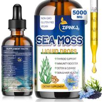 Suplemento ZIPINKJ 5000 mg de gotas líquidas de musgo marinho com óleo de semente preta Suplemento ZIPINKJ 5000 mg de gotas líquidas de musgo marinho com óleo de semente preta
