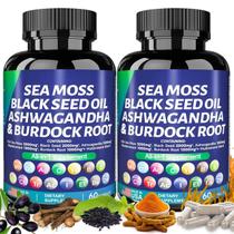 Suplementos Aiorber Sea Moss com óleo de semente preta, pacote com 2 unidades de 3000 mg