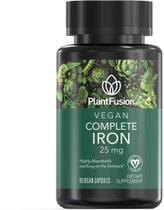 Suplementos de ferro PlantFusion Vegan 25 mg com folato e vitamina B12 90 cápsulas