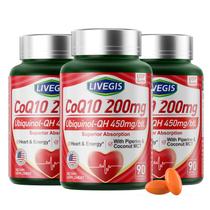 Suplementos LIVEGIS CoQ10 200 mg Cápsulas gelatinosas com óleo MCT de coco Suplementos LIVEGIS CoQ10 200 mg Cápsulas gelatinosas com óleo MCT de coco