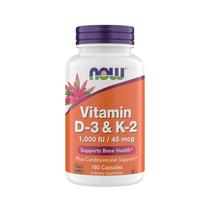 Suplementos Now Vitamina D3 K2 1000UI/45mcg 180 cápsulas